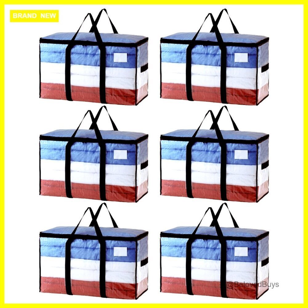 6 Pack Heavy Duty Clear Storage Totes with Zipper, 100 Liter Capacity
